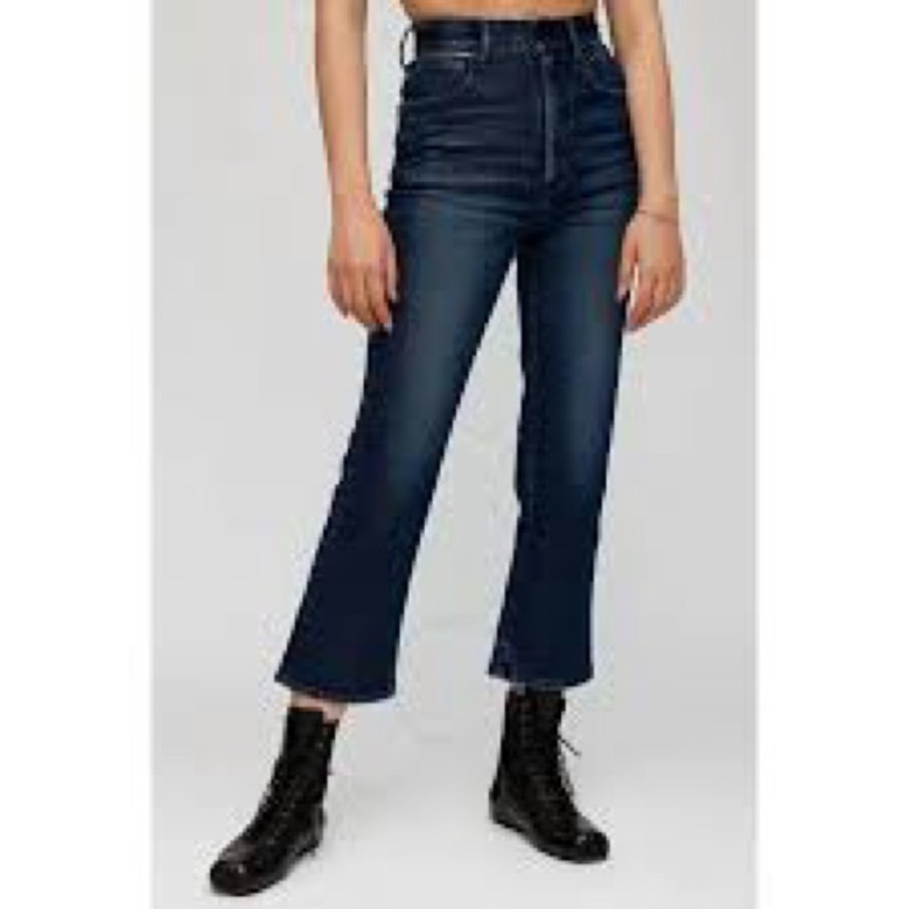 Moussy Vintage Cropped Emma Flare Dark Blue Size 28